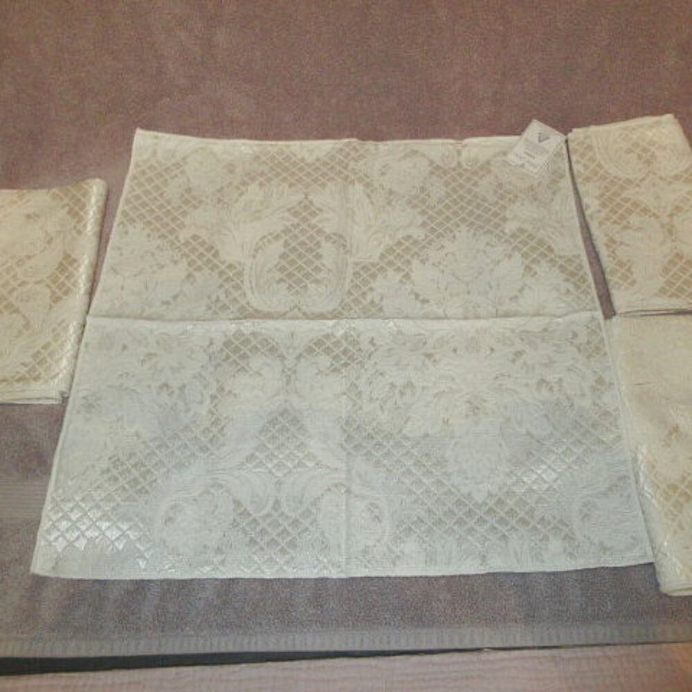 Vtg Beauvoir Floral Embroidered Napkins Set Of 4 Ivory Old Money Regency NEW